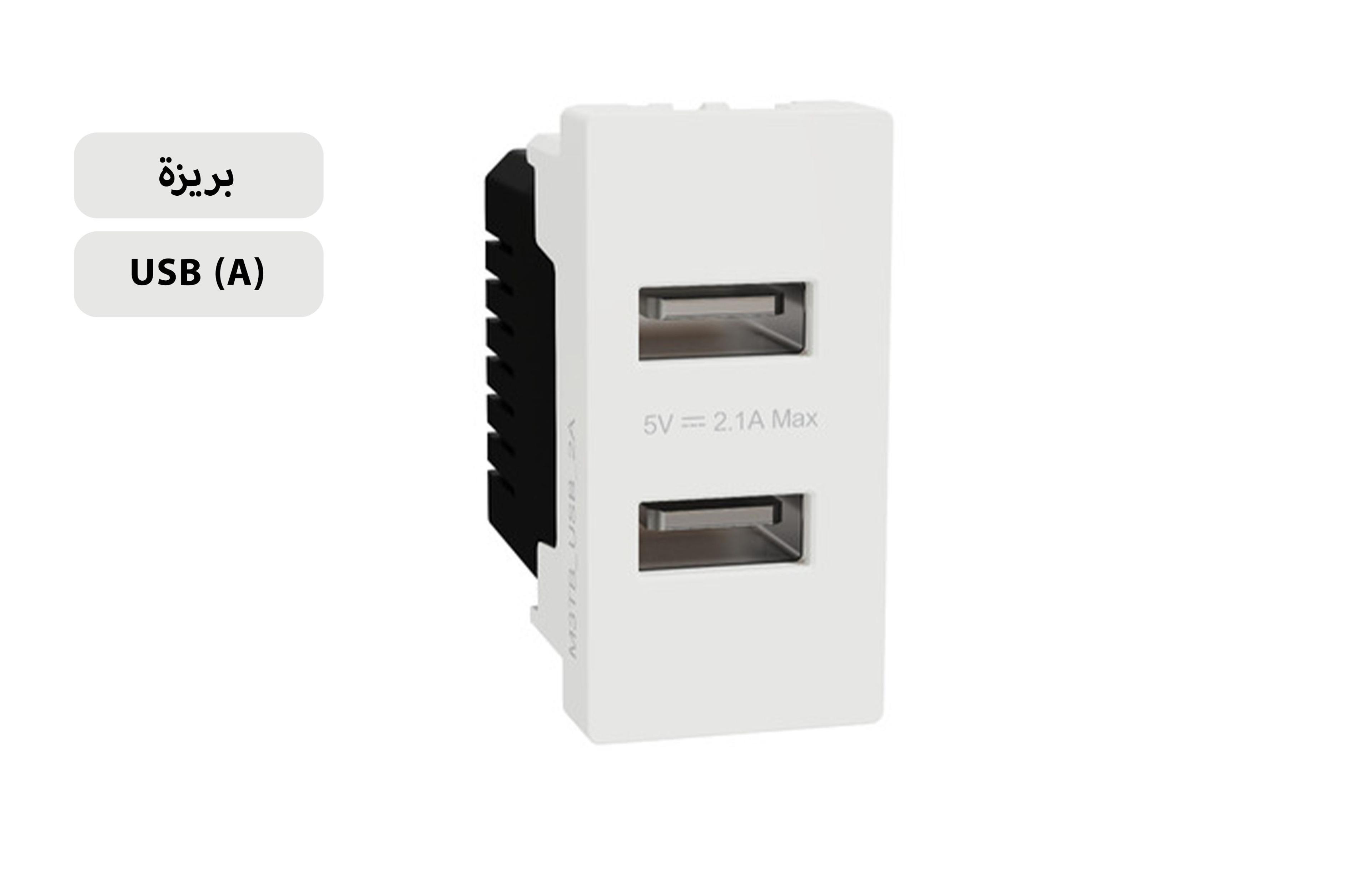 شنايدر بريزة  2 فتحة أبيض USB A