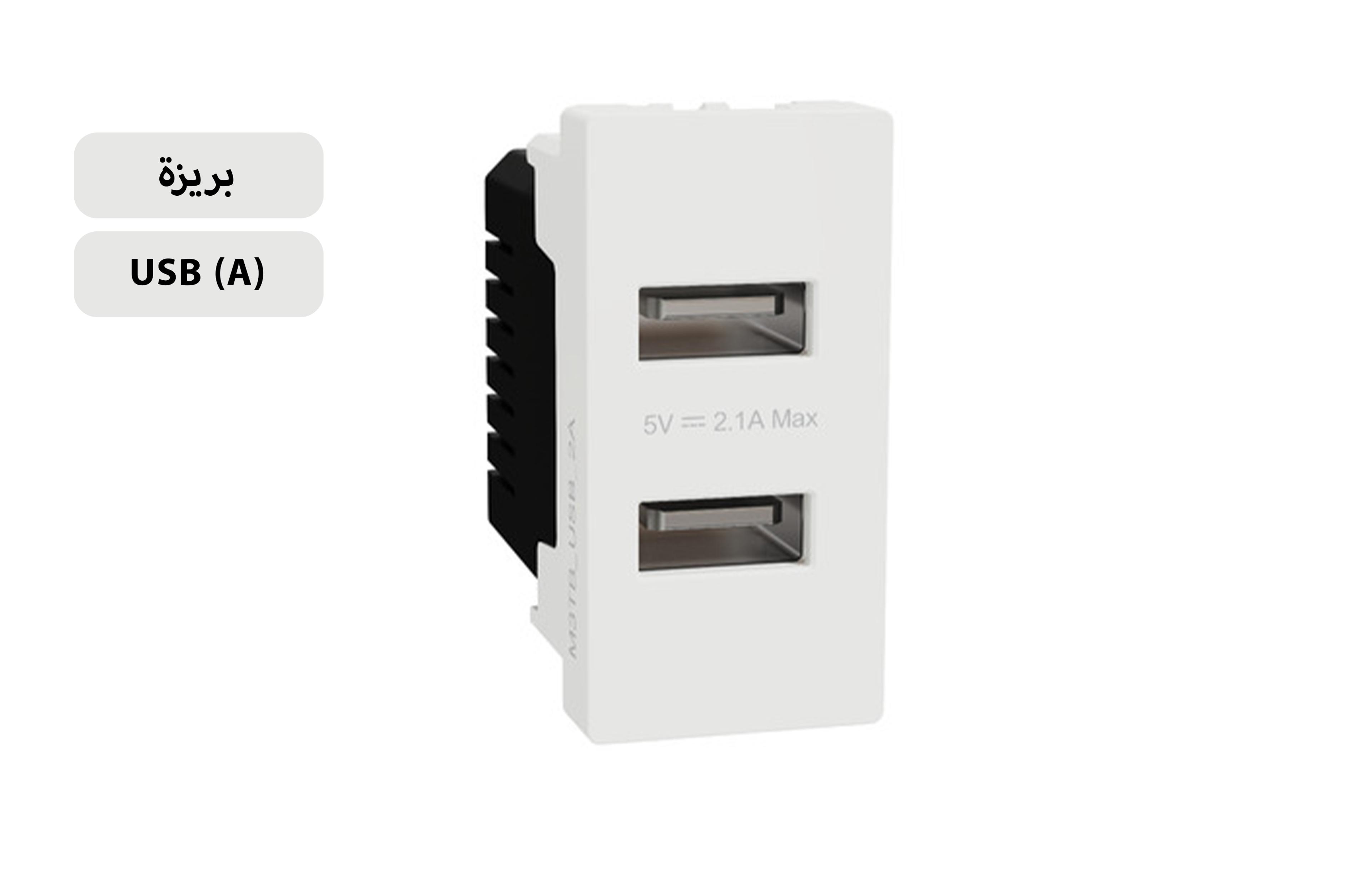 شنايدر بريزة  2 فتحة أبيض USB A